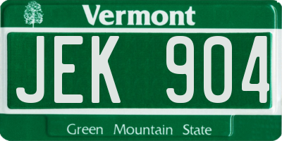 VT license plate JEK904