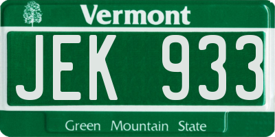 VT license plate JEK933