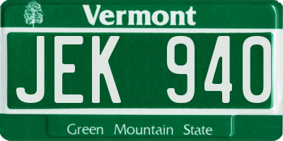 VT license plate JEK940