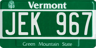 VT license plate JEK967