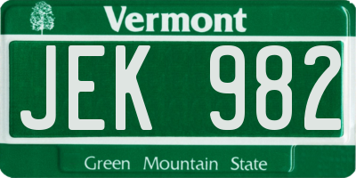 VT license plate JEK982
