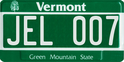 VT license plate JEL007