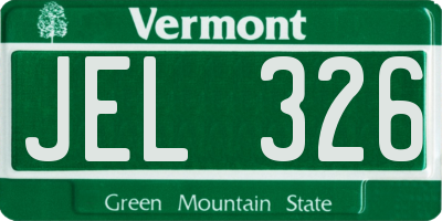 VT license plate JEL326