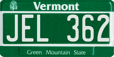 VT license plate JEL362