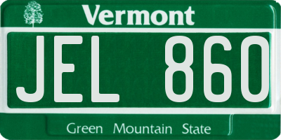 VT license plate JEL860