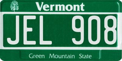 VT license plate JEL908