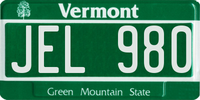 VT license plate JEL980