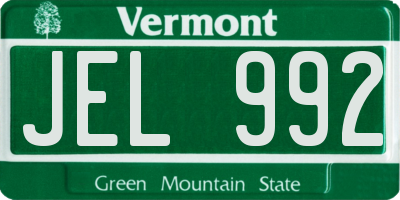 VT license plate JEL992