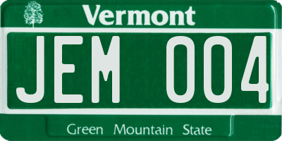 VT license plate JEM004