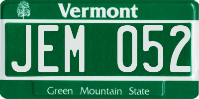 VT license plate JEM052