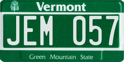 VT license plate JEM057