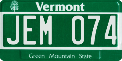 VT license plate JEM074