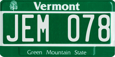 VT license plate JEM078