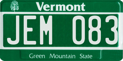 VT license plate JEM083