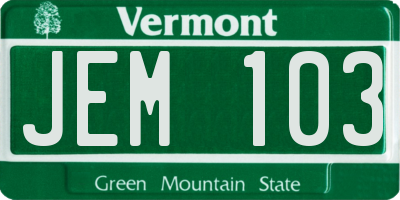 VT license plate JEM103
