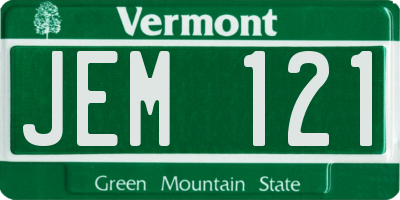 VT license plate JEM121