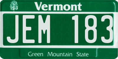 VT license plate JEM183