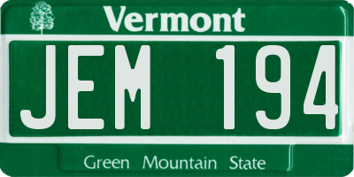 VT license plate JEM194