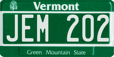 VT license plate JEM202