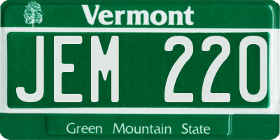 VT license plate JEM220
