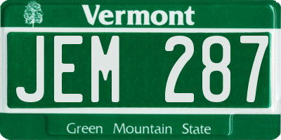VT license plate JEM287