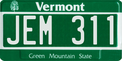 VT license plate JEM311
