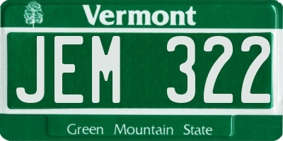 VT license plate JEM322