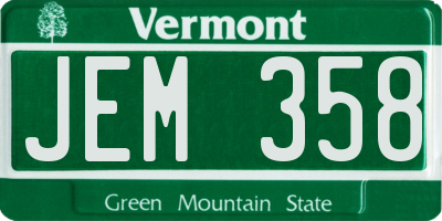 VT license plate JEM358
