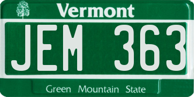 VT license plate JEM363