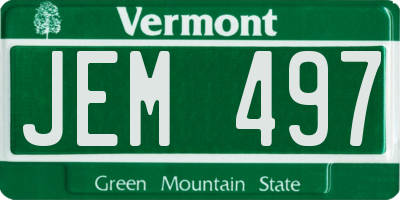 VT license plate JEM497