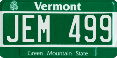 VT license plate JEM499