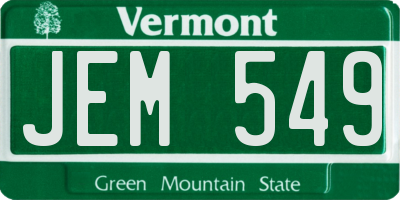 VT license plate JEM549