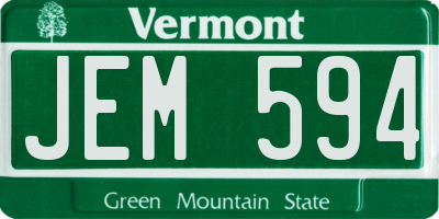 VT license plate JEM594