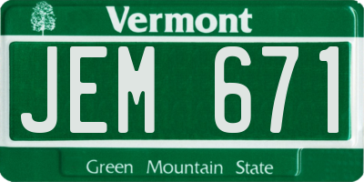VT license plate JEM671