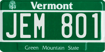 VT license plate JEM801