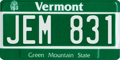 VT license plate JEM831