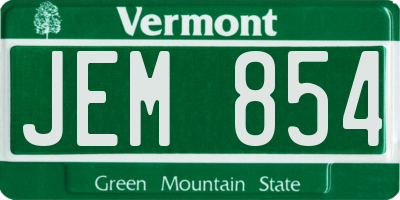 VT license plate JEM854