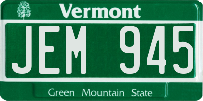 VT license plate JEM945