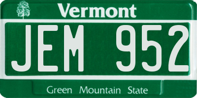 VT license plate JEM952