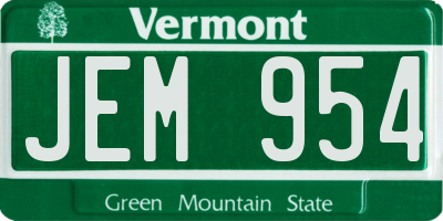 VT license plate JEM954