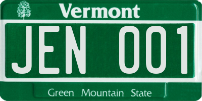 VT license plate JEN001