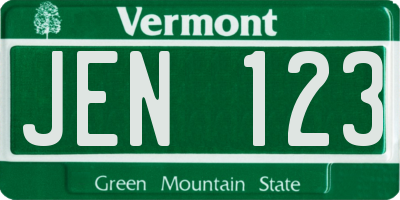 VT license plate JEN123