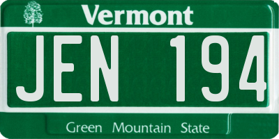 VT license plate JEN194