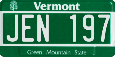 VT license plate JEN197