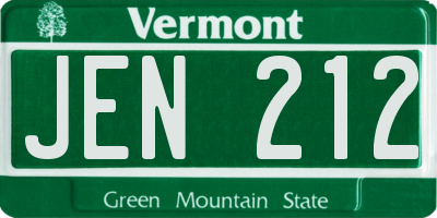 VT license plate JEN212