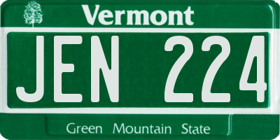 VT license plate JEN224