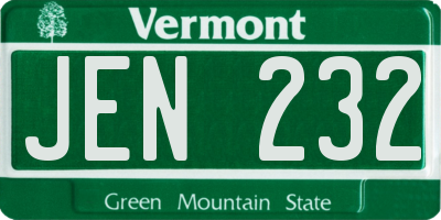 VT license plate JEN232