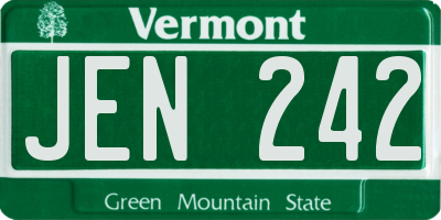 VT license plate JEN242