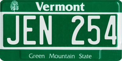 VT license plate JEN254
