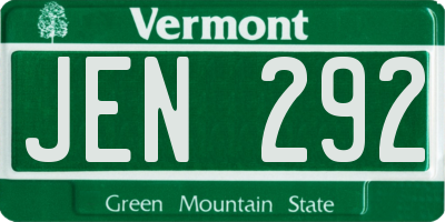 VT license plate JEN292